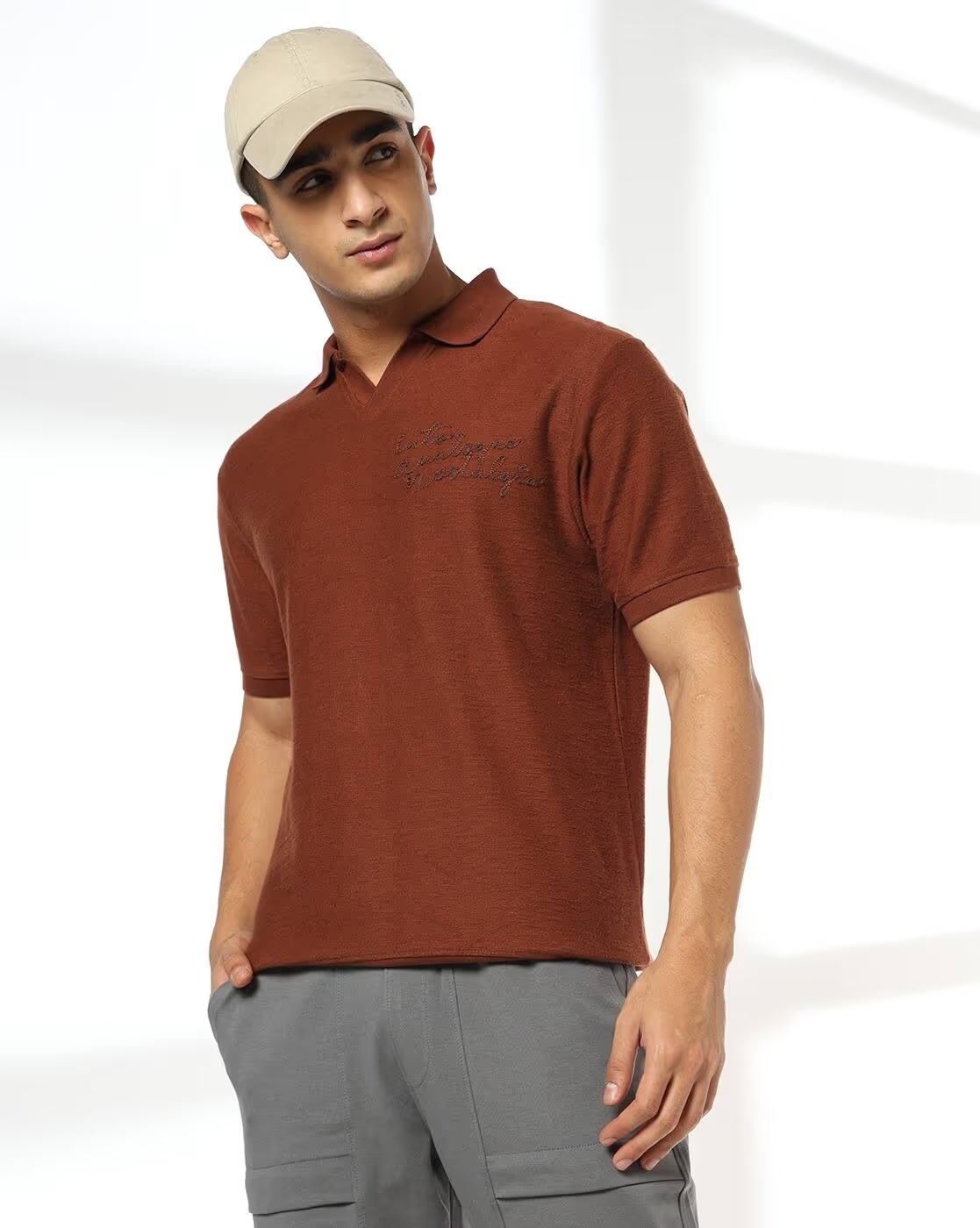 Men Chain Embroidered Regular Fit Polo T-Shirt - Teamspirit