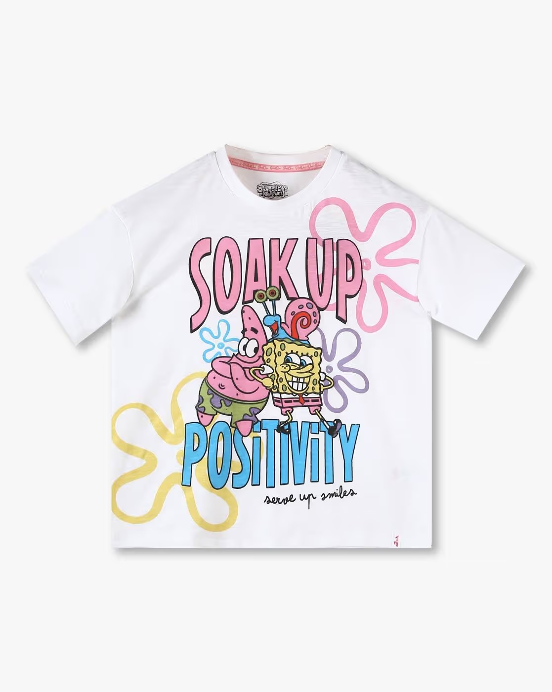 Girls Sponge Bob Print Oversized Round-Neck T-Shirt - POINT COVE