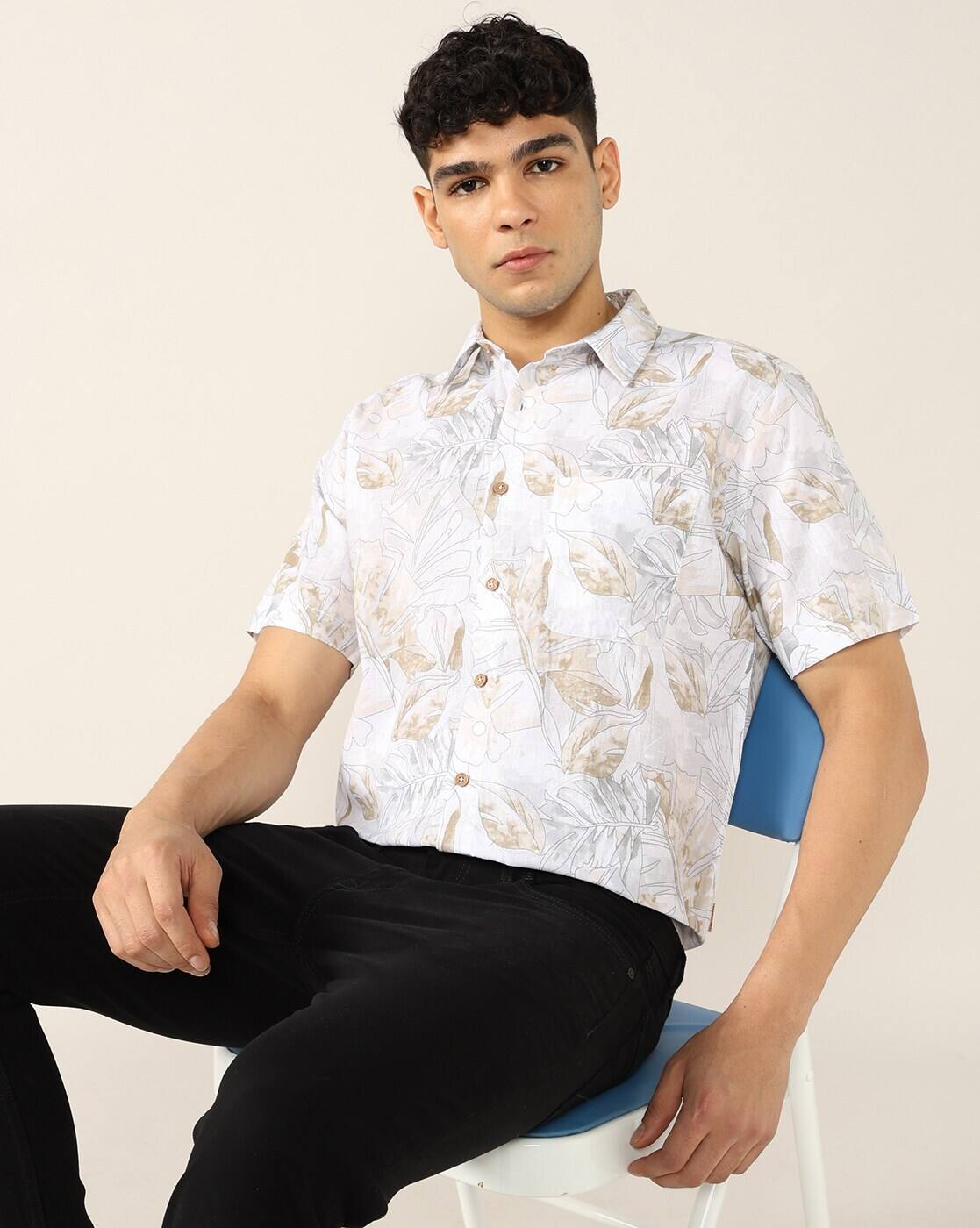 Men All-Over Print Regular Fit Shirt with Patch Pocket - Lee Cooper