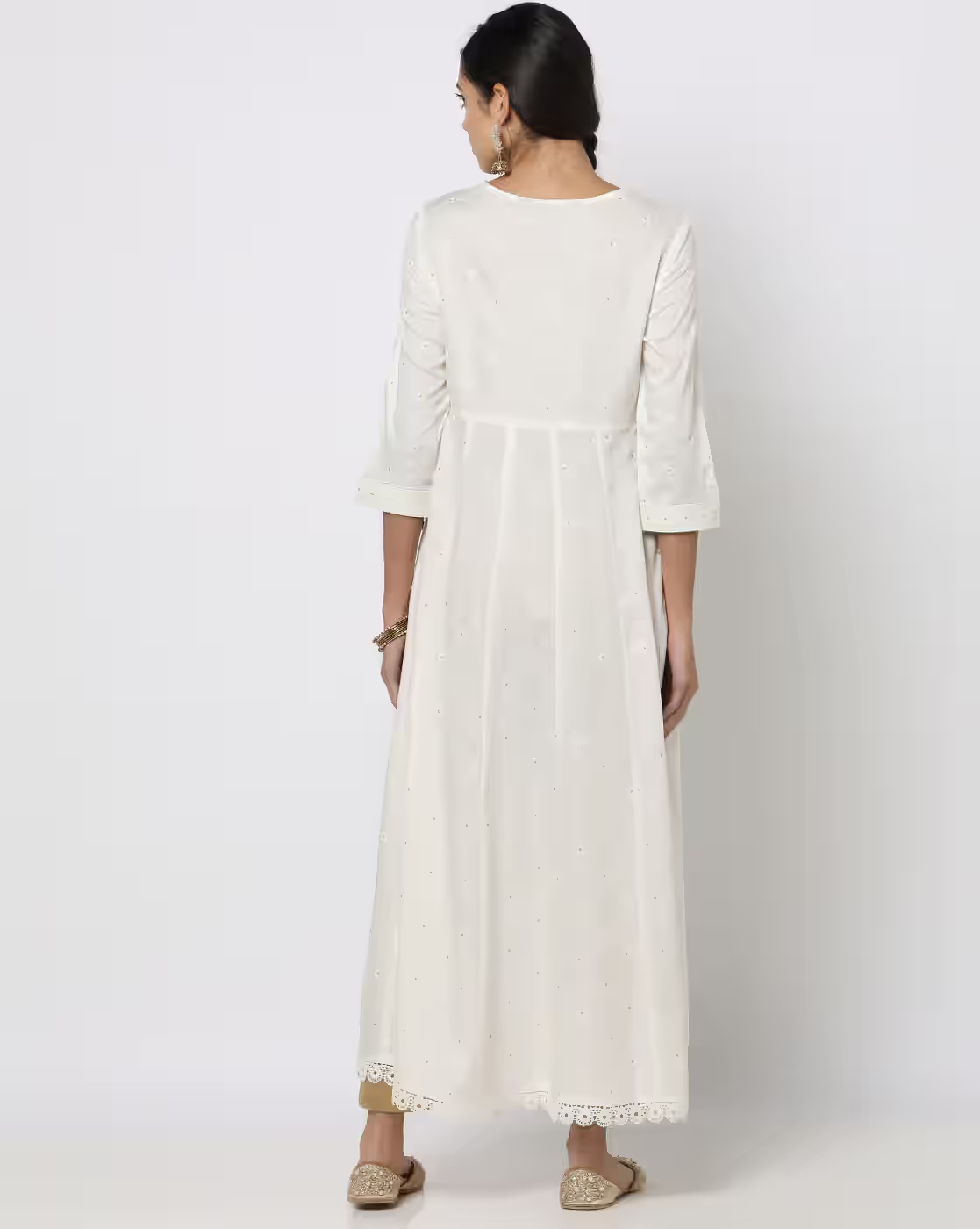 Embroidered Anarkali Kurta - AVAASA MIX N' MATCH Off White