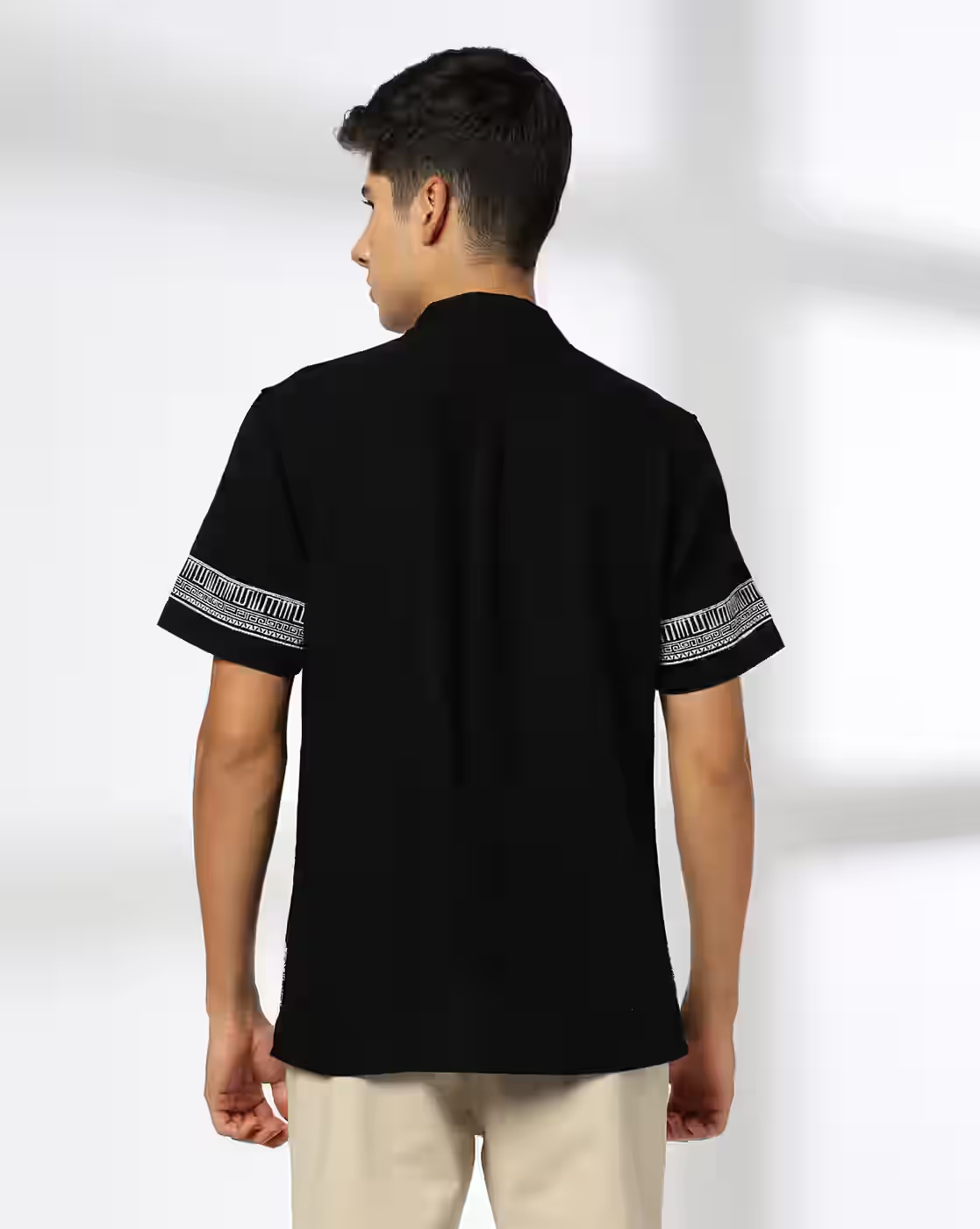 Men Embroidered Slim Fit Shirt - NETPLAY Jet Black - TRENDS