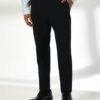 Men Mid-Rise Slim Fit Flat Front Trousers - NETPLAY Navy Blue