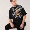 Men Brand Print Oversized Fit Crew-Neck T-Shirt - Lee Cooper Black