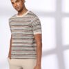 Men Striped Slim Fit Crew-Neck T-Shirt - Teamspirit Khaki