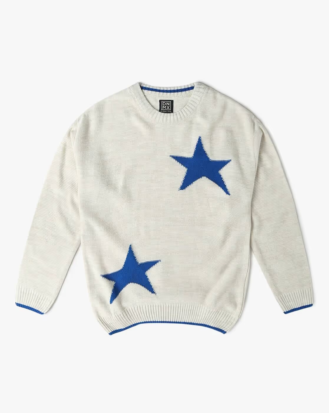 Boys Patterned-Knit Crew-Neck Sweater - YB DNMX Off White