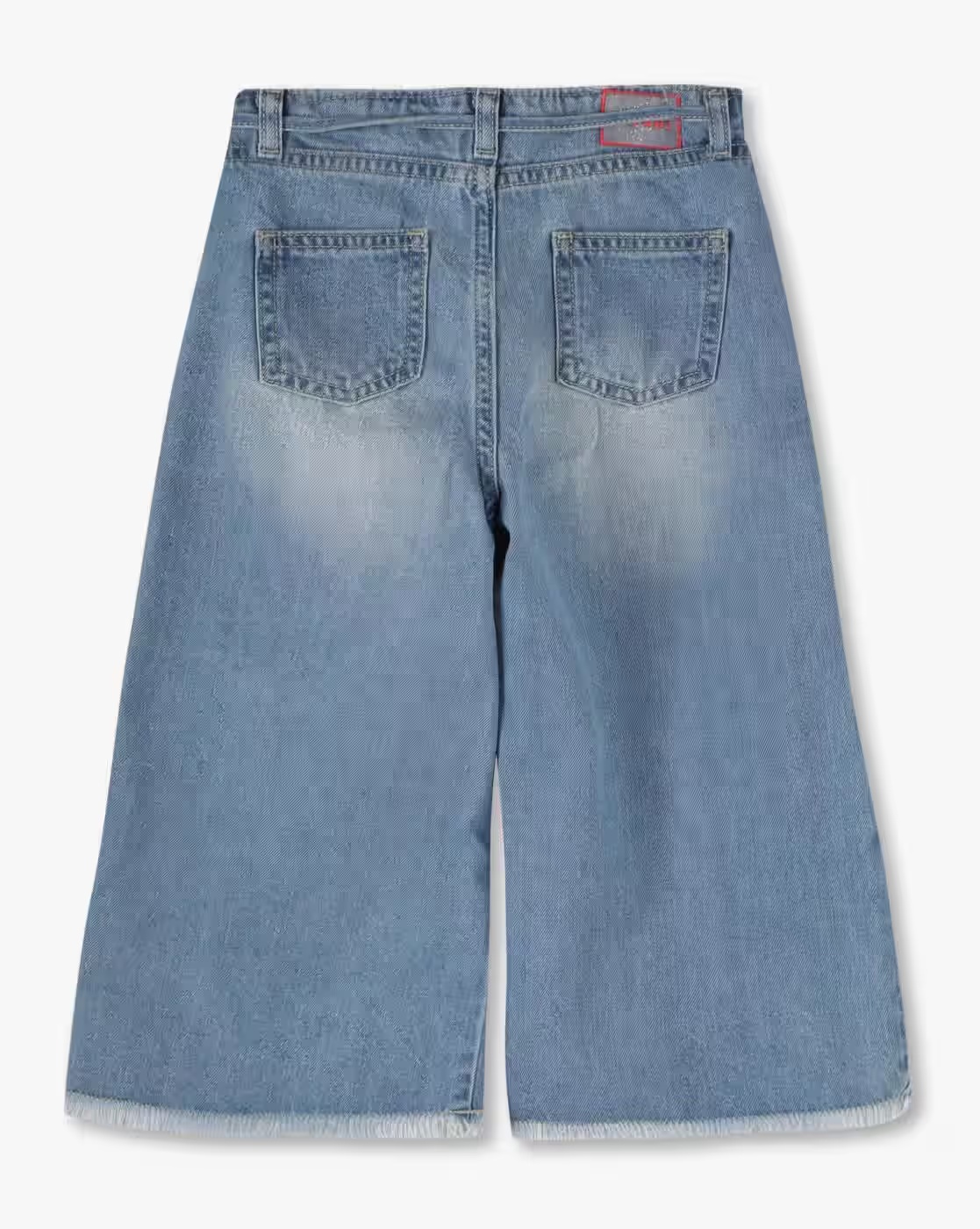Girls Light-Wash Wide-Leg Frayed Jeans - KG FRENDZ Blue