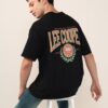 Men Brand Print Oversized Crew-Neck T-Shirt - Lee Cooper Black