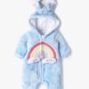 Girls Embroidered Fur Hooded Romper - INF FRENDZ Sky Blue