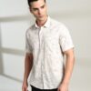 Men Floral Print Slim Fit Cotton Shirt with Patch Pocket - NETPLAY White