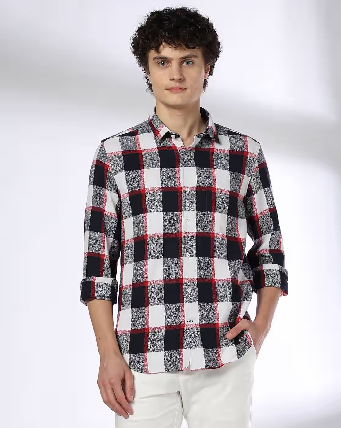 Men Checked Regular Fit Shirt - NETPLAY Red - TRENDS