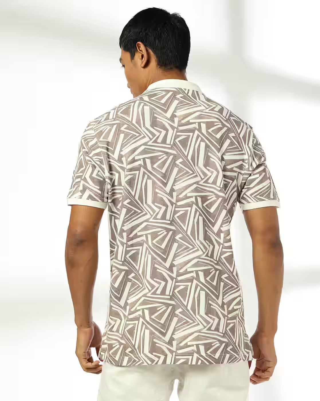 Men All-Over Print Slim Fit Polo T-Shirt - NETPLAY Brown