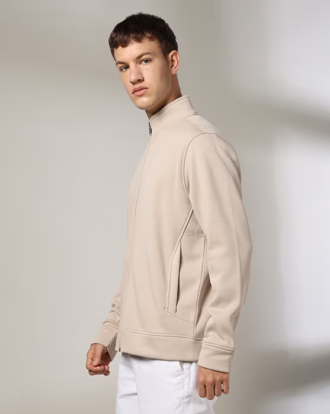 Men Bonded Regular Fit Zip-Front Sweatshirt - NETPLAY