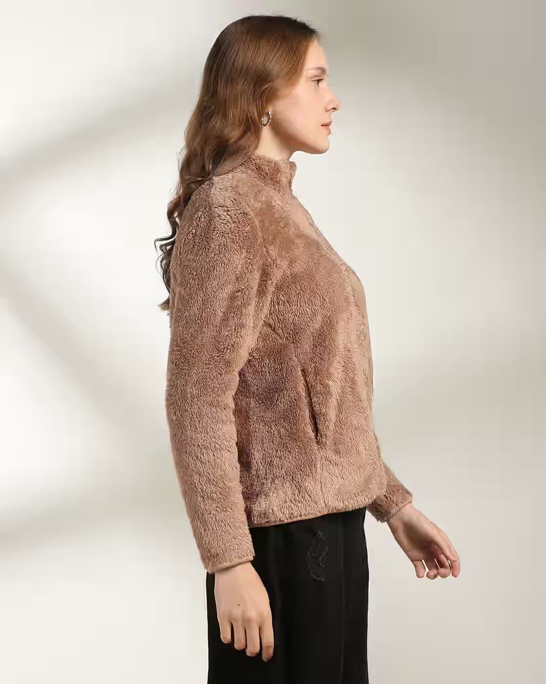 Women Regular Fit Zip-Front Faux-Fur Jacket - DNMX