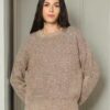 Women Boxy Fit Crew-Neck Pullover - DNMX Brown