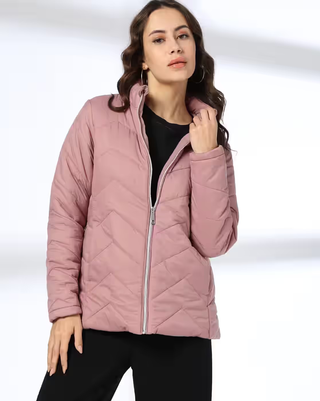 Women Quilted Regular Fit Puffer Jacket - DNMX Pink