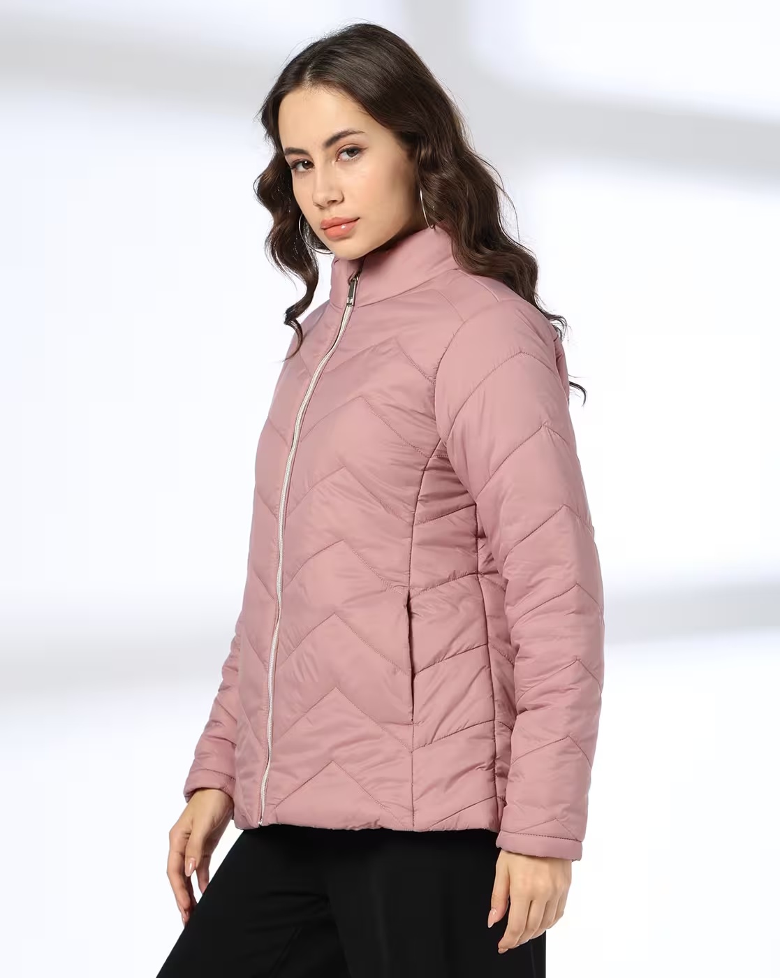 Women Quilted Regular Fit Puffer Jacket - DNMX Pink
