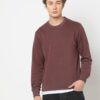 Men Slim Fit Crew-Neck Sweatshirt - DNMX Maroon