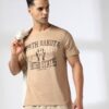 Men Typographic Print Regular Fit Crew-Neck T-Shirt - DNMX Khaki
