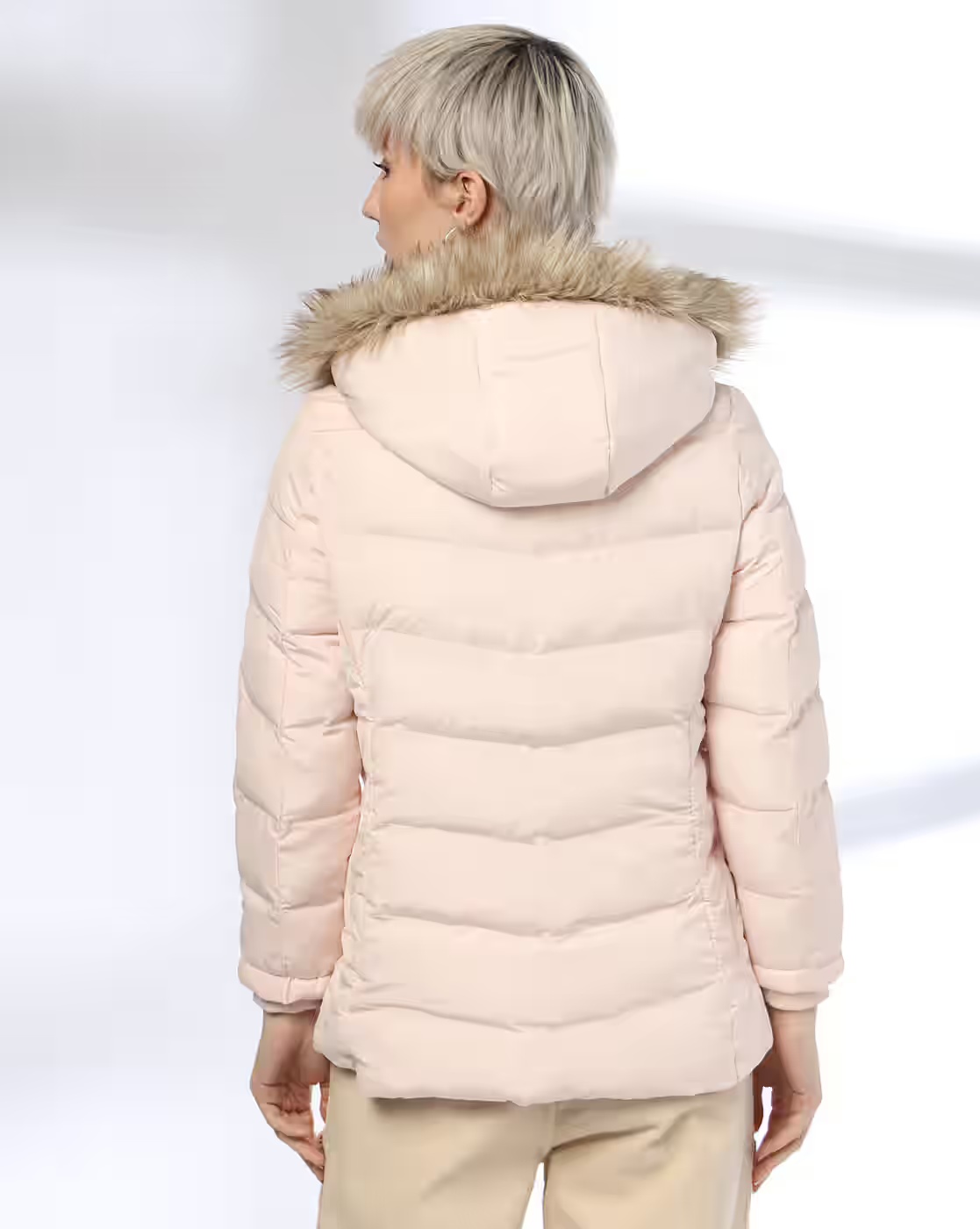 Women Regular Fit Zip-Front Hooded Puffer Jacket - DNMX Pink