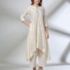 Women Micro Print A-Line Kurta with High-Low Hem - AVAASA MIX N' MATCH