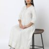 Embroidered A-Line Kurta - AVAASA MIX N' MATCH Off-White
