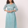 Mukaish Print Straight Kurta - AVAASA MIX N' MATCH Blue