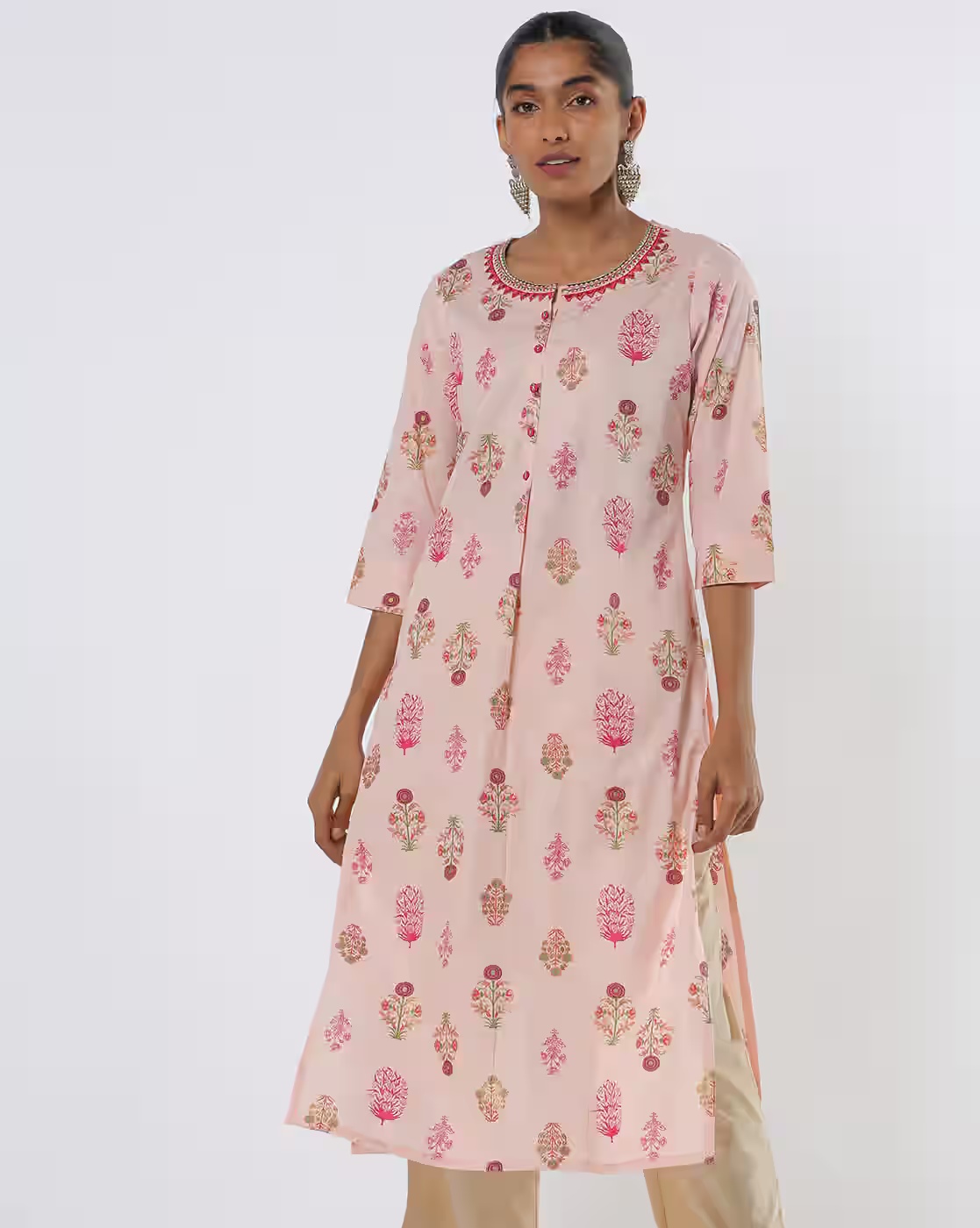 Floral Print Straight Kurta - AVAASA MIX N' MATCH