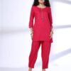 Women Embroidered Straight Kurta & Pants Set - FUSION