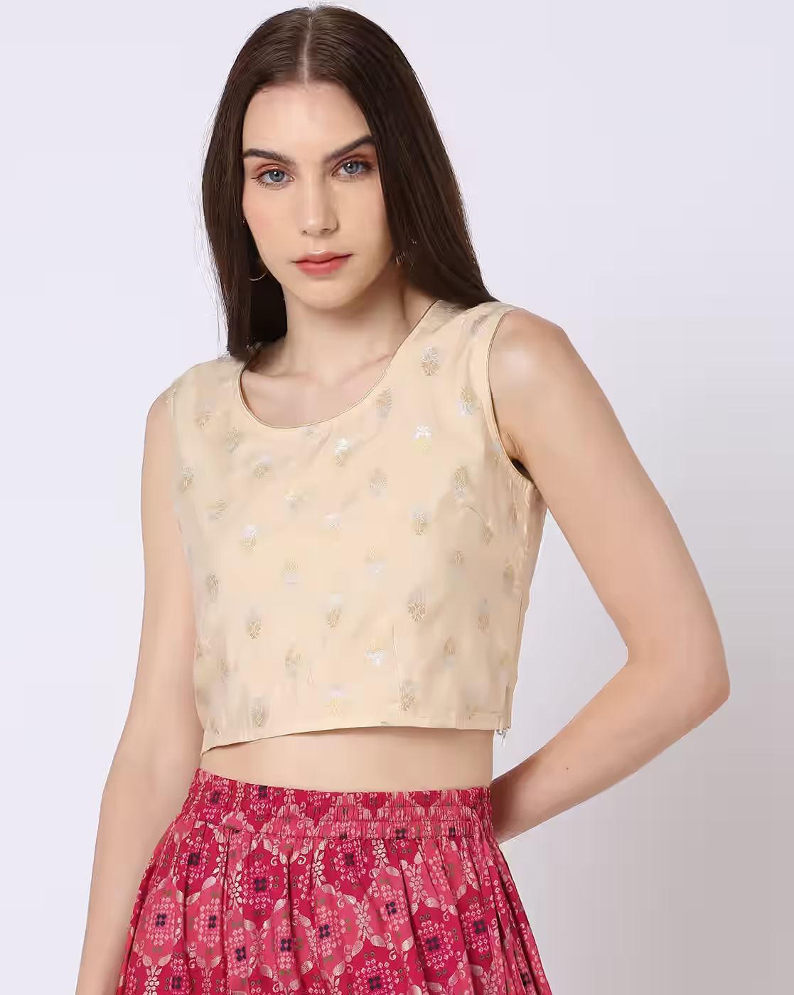 Crop Round-Neck Top - FUSION Cream
