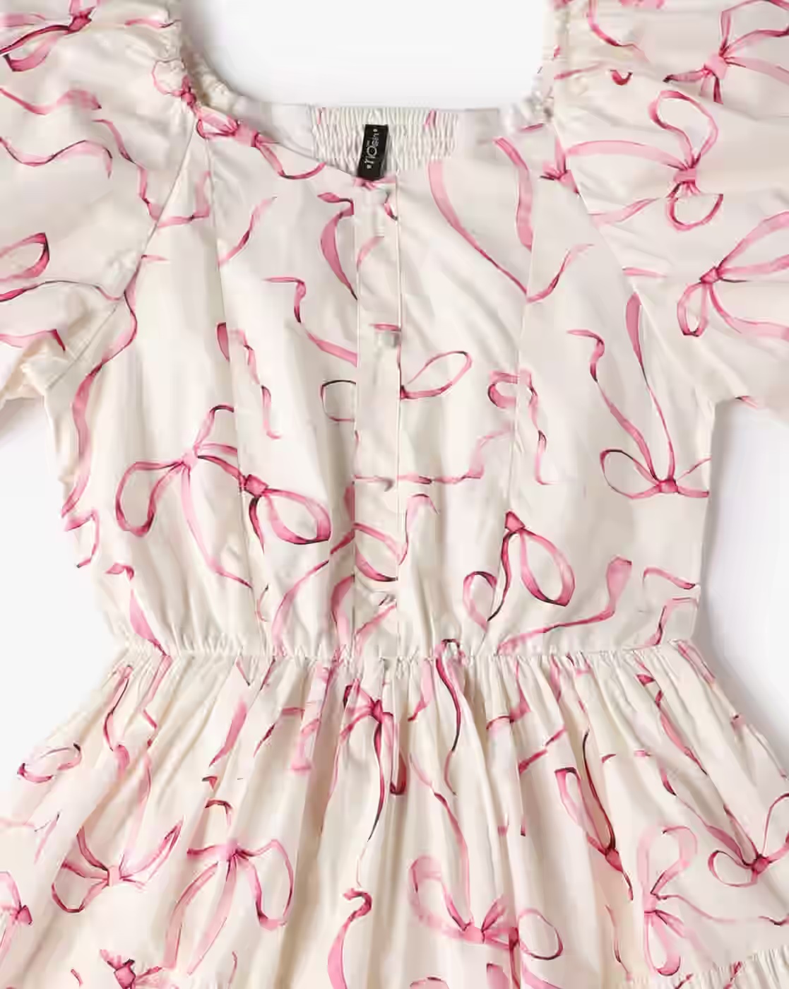 Girls Bow Print Fit & Flare Dress - RIO GIRLS Off White