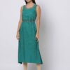 Bandhani Print A-Line Kurta with Belt - FUSION Green
