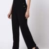 Women Flat-Front Relaxed Fit Trousers - FIG Jet Black