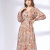 Women Floral Print A-Line Dress - FIG Off-White