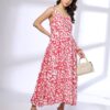 Women Floral Print Fit & Flare Dress - FIG White