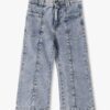 Girls Heavily Washed Bootcut Jeans with Metal Studs - KG FRENDZ