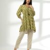 Women Floral Print Relaxed Fit Alia-Cut Tunic - FUSION Green